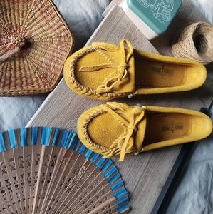 Minnetonka Mustard Moccasins